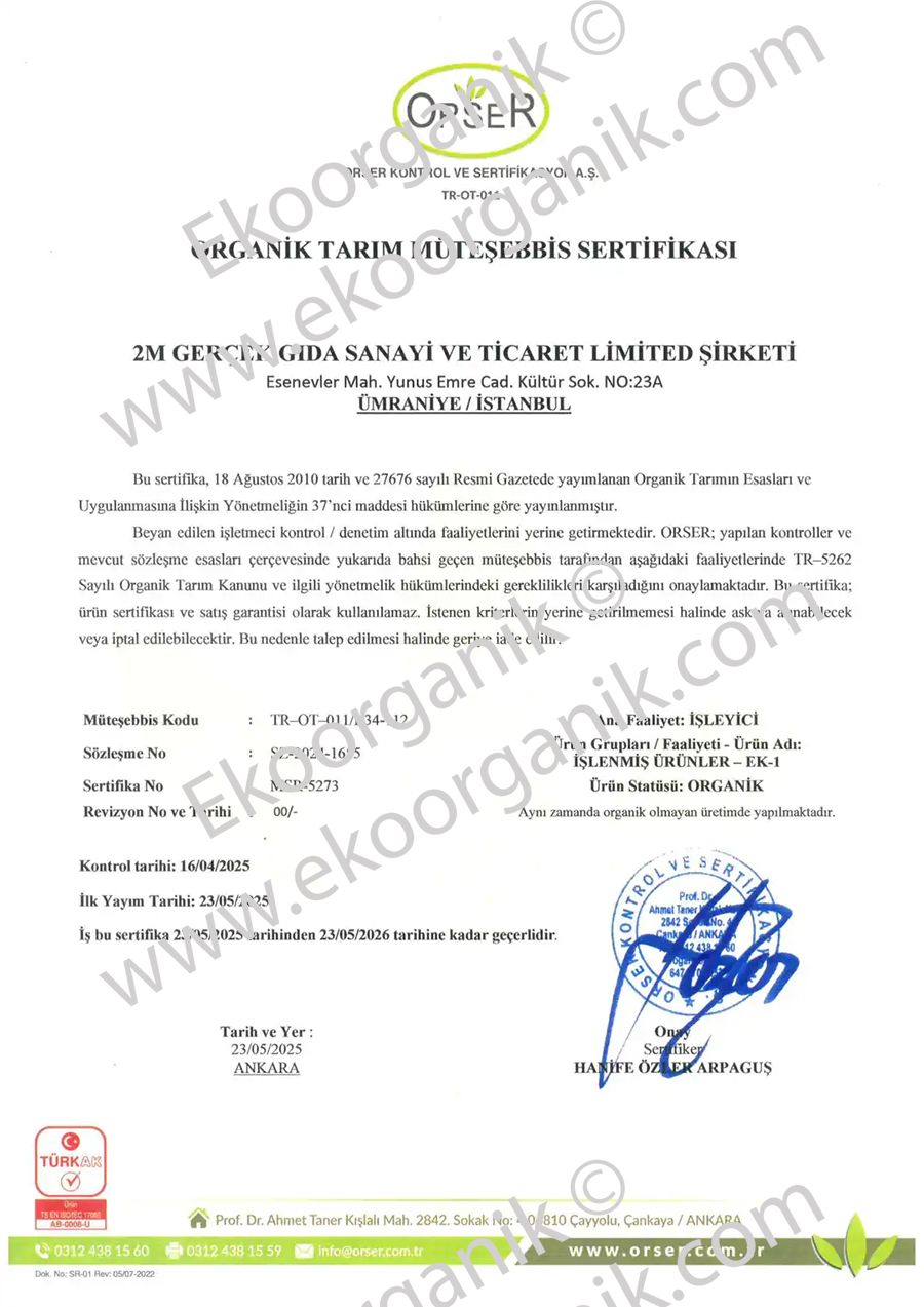 2M GERÇEK GIDA Laktozsuz Ürünler Sertifika