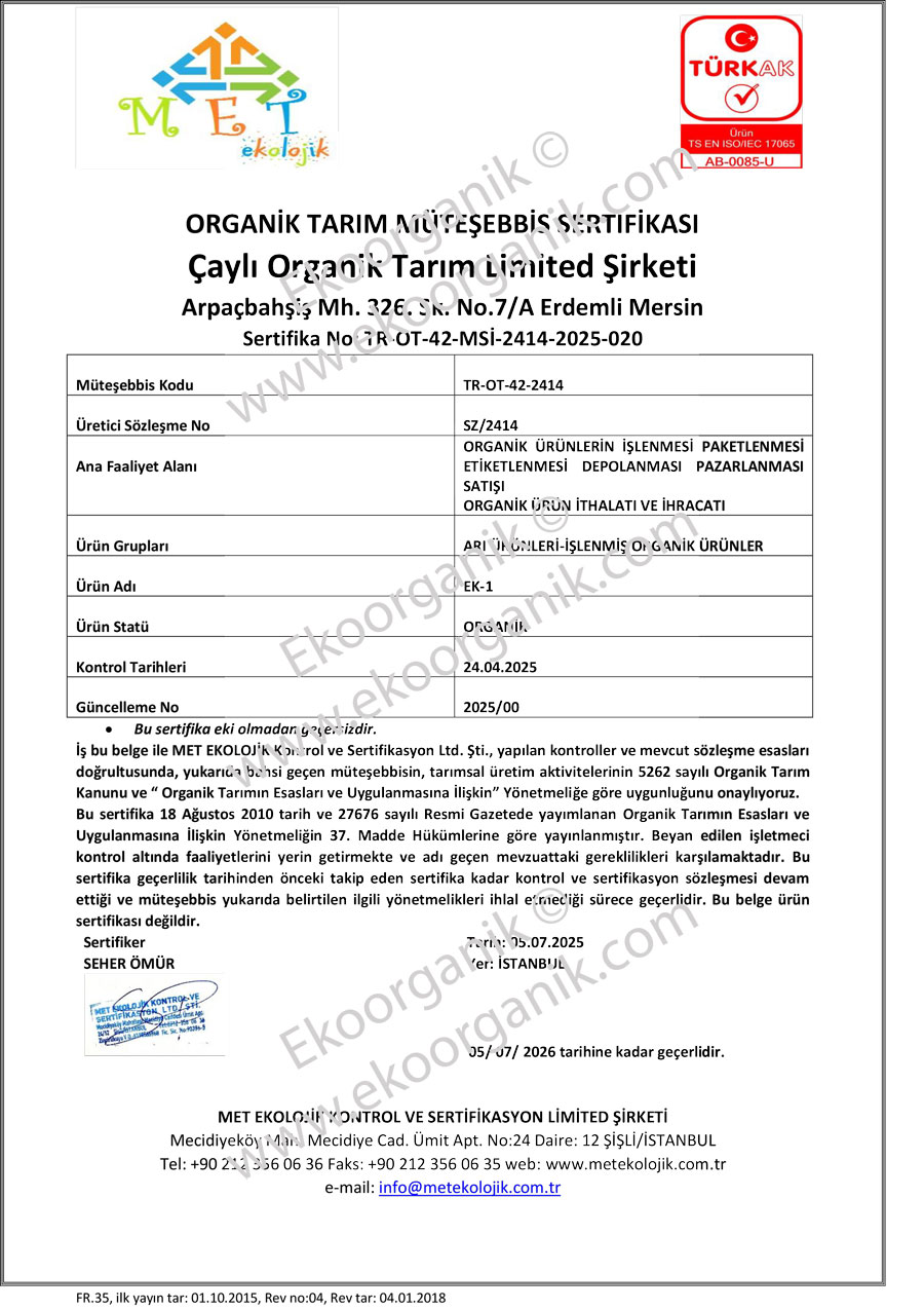 Eğriçayır, The Best Honey in the World Winner Met Certificate