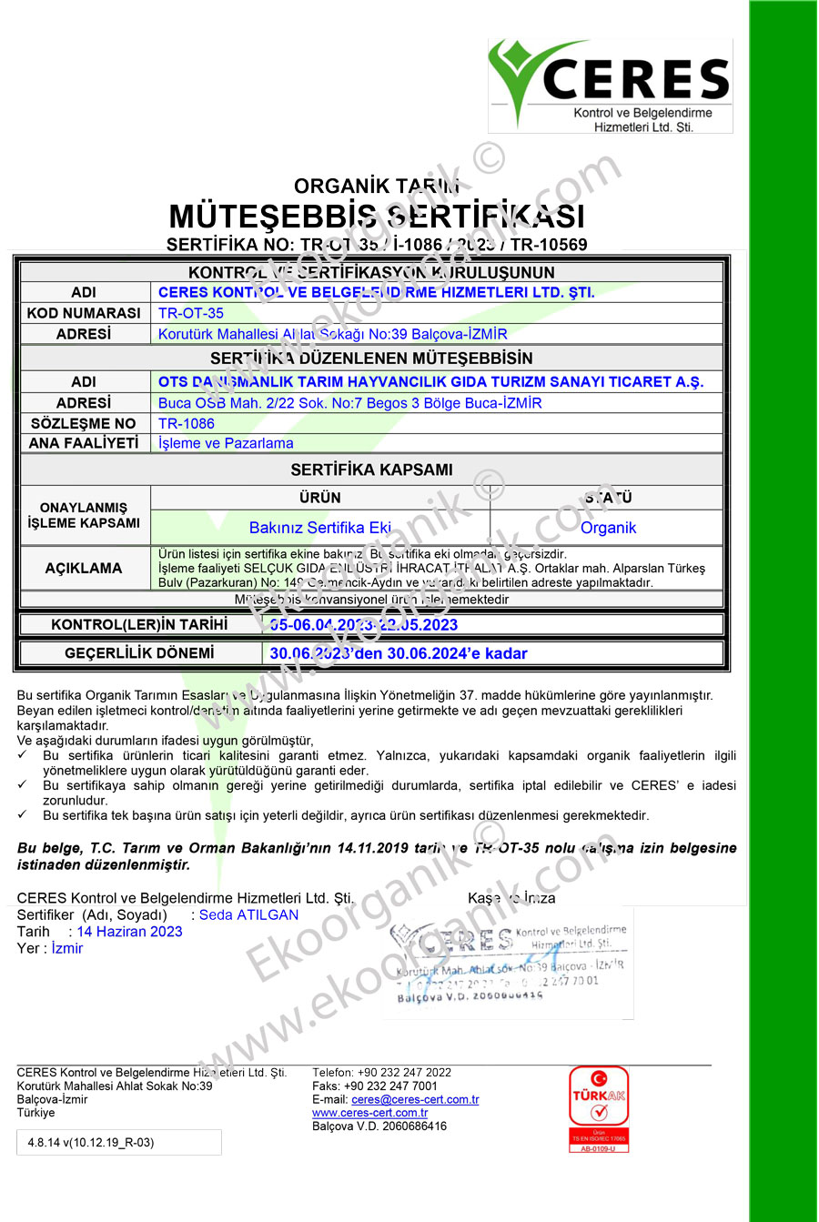 OTS Organic Food - İzmir, Turkey Ceres Certificate