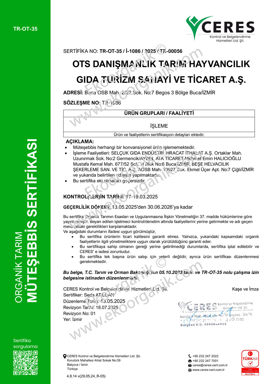 OTS Organik Gıda AB Sertifika