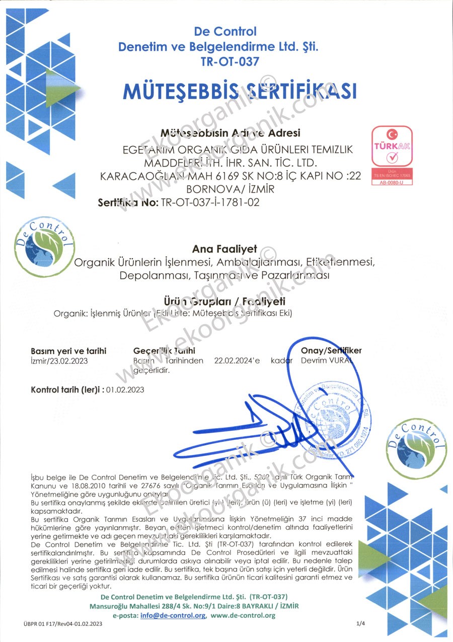 Kemal Çeltik, Tombul Tarhana De Control Certificate