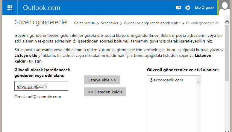 Outlook.com ayarlar