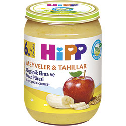 HiPP Organik Elma ve Muz Püresi Kavanoz Maması 190gr