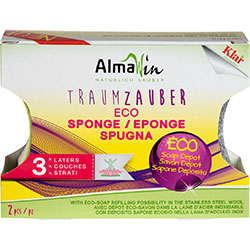 Almawin Ekolojik 2'li Bulaşık Süngeri+Leke Çıkarıcı Sabun 100g