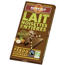 Alter Eco Organic Milk Chocolate With Hazelnut 100g