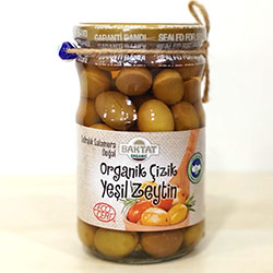 BAKTAT Organik Çizik Yeşil Zeytin 630gr