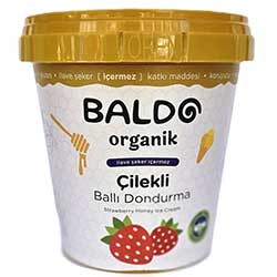 Baldo Organik Keçi Sütlü Çilekli Ballı Dondurma 300g