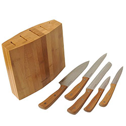 Bambum Natural Bamboo Agudo Kitchen Knife Set  6 Pieces 