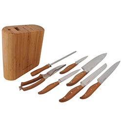 Bambum Natural Bamboo Chillo Kitchen Knife Set  8 Pieces 
