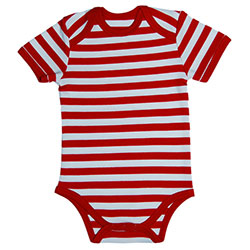 Canboli Organic Baby Short Sleeve Bodysuit (RedStraipe, 3-6 Month)
