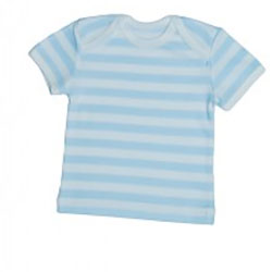 Canboli Organic Baby Short Sleeve T-shirt (Straipe Light Blue, 12-18 Month)