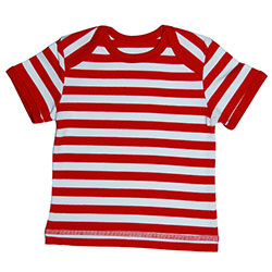 Canboli Organic Baby Short Sleeve T-shirt (Straipe Red, 3-6 Month)