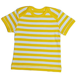 Canboli Organic Baby Short Sleeve T-shirt (Straipe Yellow, 0-3 Month)