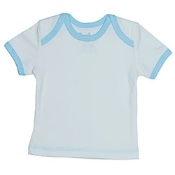 Canboli Organic Baby Short Sleeve T-shirt (Light Blue-Ecru, 6-12 Month)