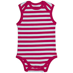 Canboli Organic Baby Sleeveless Bodysuit (Pink Straipe, 3-6 Month)