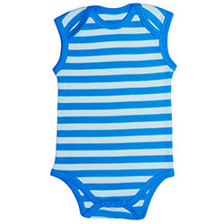 Canboli Organic Baby Short Sleeve Bodysuit (Blue Straipe, 0-3 Month)