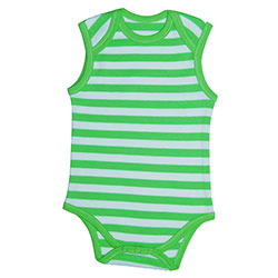 Canboli Organic Baby Sleeveless Bodysuit (Green Straipe, 3-6 Month)