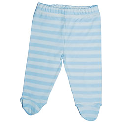 Canboli Organic Baby Footed Pants (Blue Straipe, 3-6 Month)