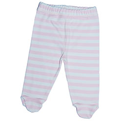 Canboli Organic Baby Footed Pants (Light Pink Straipe, 6-12 Month)