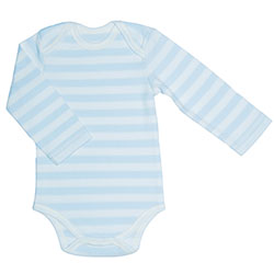 Canboli Organic Baby Long Sleeve Bodysuit(Straipe Light Blue, 0-3 Month)