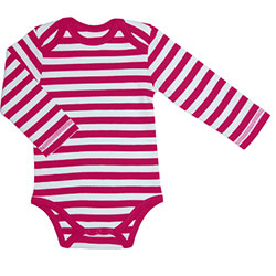 Canboli Organic Baby Long Sleeve Bodysuit (Straipe Fuchsia, 12-18 Month)