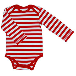 Canboli Organic Baby Long Sleeve Bodysuit(Straipe Red, 0-3 Month)