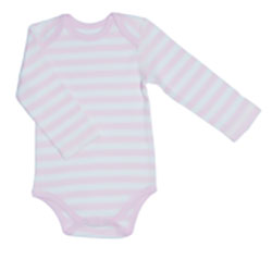 Canboli Organic Baby Long Sleeve Bodysuit (Straipe Pink, 6-12 Month)
