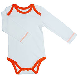 Canboli Organic Baby Long Sleeve Bodysuit (Ecru Orange, 12-18 Month)