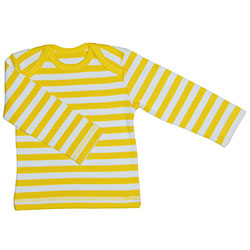 Canboli Organic Baby Long Sleeve T-shirt (Straipe Yellow, 12-18 Month)