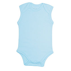 Canboli Organik Bebek Kolsuz Body  Mavi  3-6 Ay 