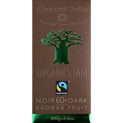 Chocolat Stella Organic Dark Chocolate With Baobab Fruit  60% Cocoa  100g