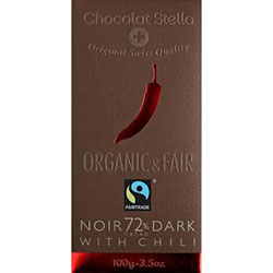 Chocolat Stella Organik Çili Biberli %72 Kakaolu Bitter Çikolata 100gr