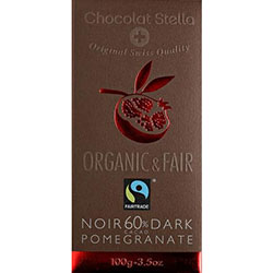 Chocolat Stella Organic Dark Chocolate with Pomegranate  60% Cocoa  100g