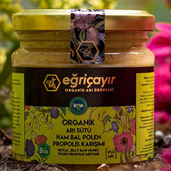Eğriçayır Organik Arı Sütü Ham Bal Polen Propolis Karışımı 240g