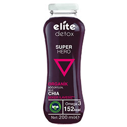 Elite Organik Detoks İçeceği SUPER HERO  Böğürtlen  Muz  Chia  200ml