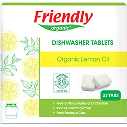 Friendly Organic Dishwasher Tabs  With Lemon Oil  25 Tablets