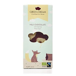 Green Dream Organik Sütlü Çikolata  Muz Parçalı  85gr