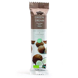 Green Dream Organic Milky Chocolate with Coconut 30gr  36% Cacao 