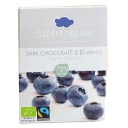 Green Dream Organic Dark Chocolate With Blueberry 55gr (72% Cacao)