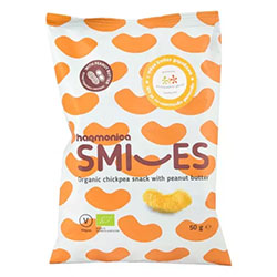 Harmonica Organik SMILES Cips  Pirinç  Nohut  Fıstık Ezmesi ve Deniz Tuzu  50g