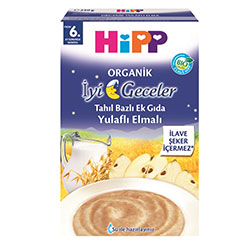 HiPP Organik İyi Geceler Sütlü Yulaflı Elmalı Tahıl Bazlı Ek Gıda 250gr