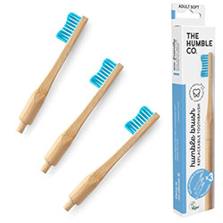 Humble Brush Ekolojik Bambu Değiştirilebilir 3 Başlıklı Diş Fırçası  Yumuşak  Mavi 