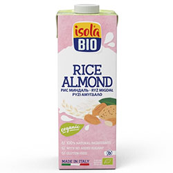ISOLA BIO Organik Laktozsuz ve Glutensiz Badem Sütü & Pirinç İçeceği  Rice Mandorla  1L