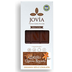 Jovia Organik Sütlü Çikolata  Zencefilli Tarçınlı Bisküvili  85g