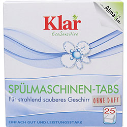Klar Organic Dish Washer Tablets  Fragrance free  25 Tablets