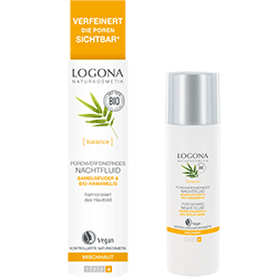 Logona Organic Pore Refining Night Fluid  Bamboo powder & Witch Hazel  30ml