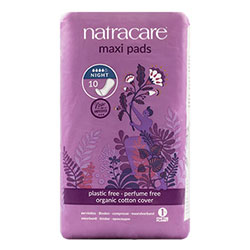 Natracare Organic Pads  Maxi Pads  Night  10 Pcs