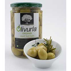 Olivurla Organik Biberiyeli Yeşil Zeytin 400gr  121-140 Adet/Kg 