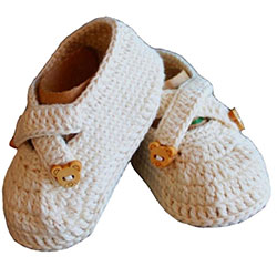 Organic Bonny Baby Organic Handmade Baby Shoe (6-12 Months, Cream)