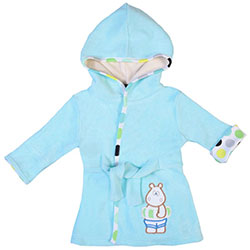 OrganicKid Bathrobe  Blue  Hippo  3 Age 